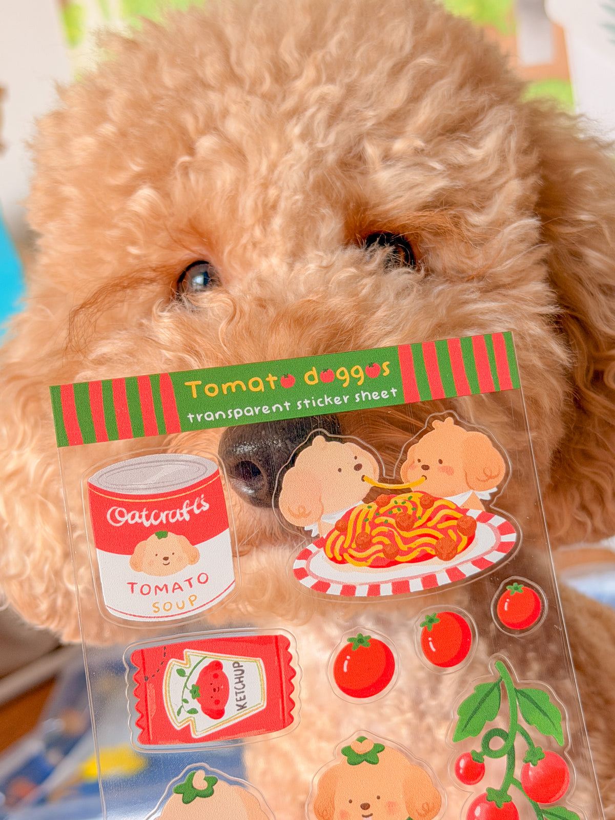 Tomato Doggo Transparent Sticker Sheet