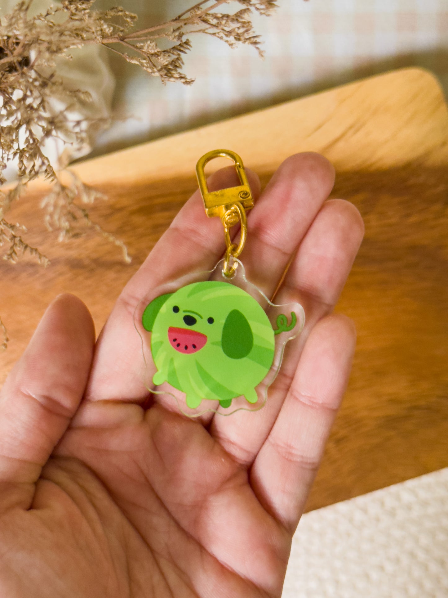 Watermelon Dog Acrylic Keychain