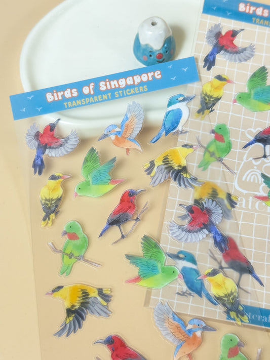 Birds of Singapore Transparent Sticker Sheet