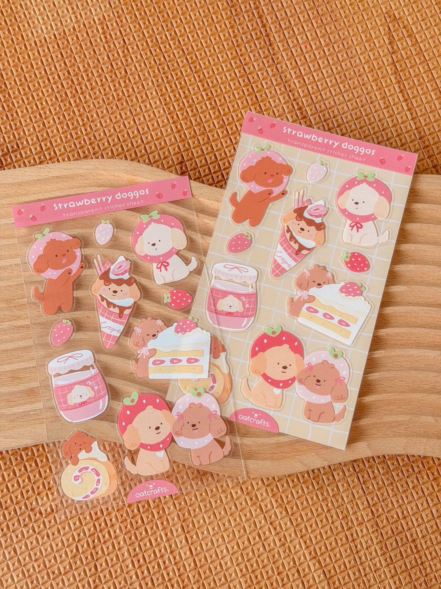Strawberry Doggo Transparent Sticker Sheet