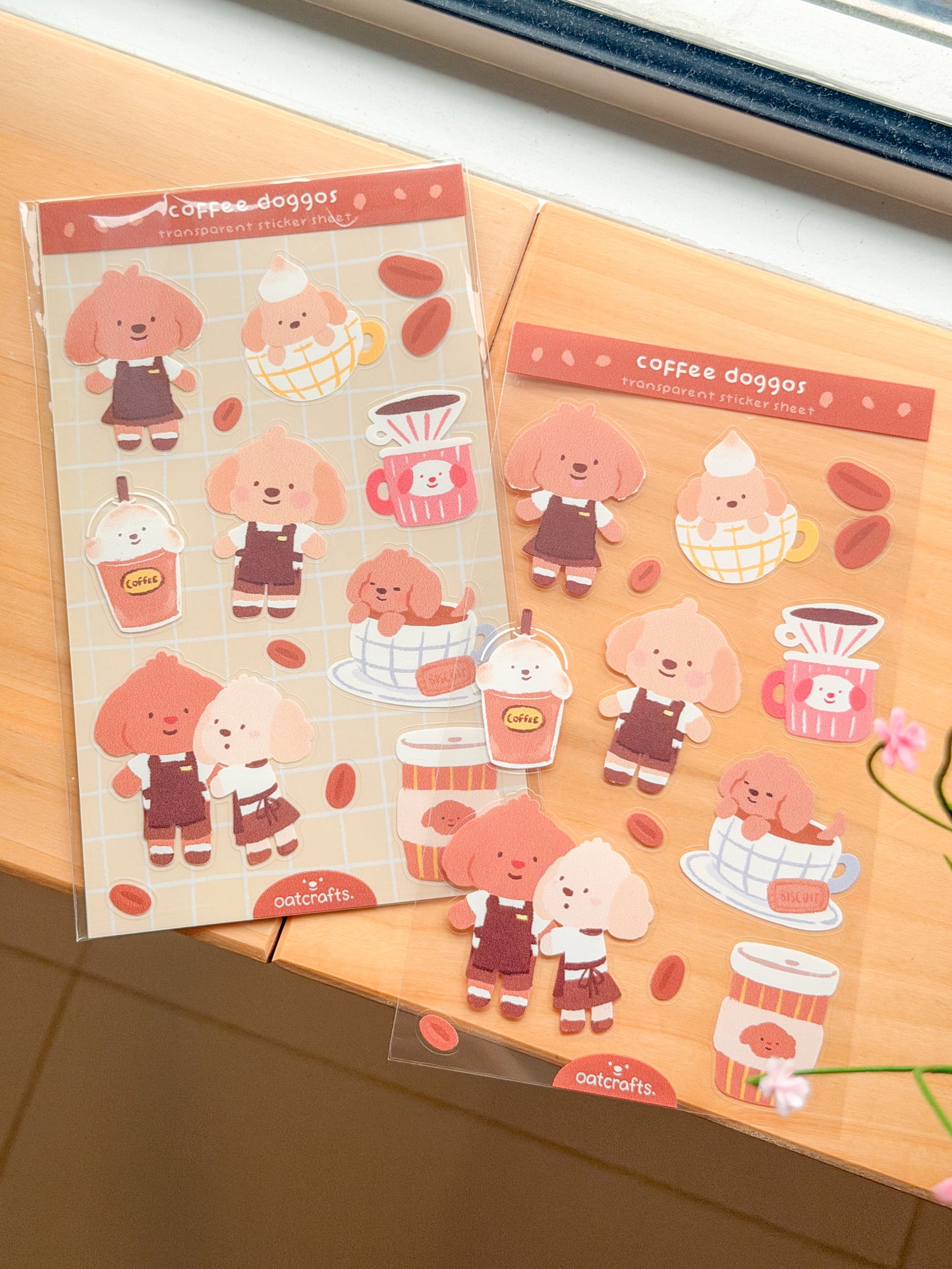 Coffee Doggo Transparent Sticker Sheet