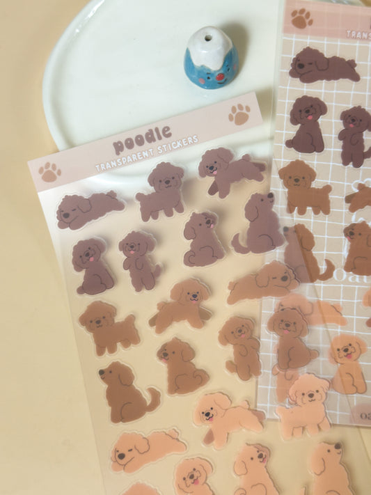 Poodle Transparent Sticker Sheet
