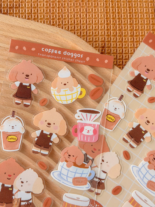 Coffee Doggo Transparent Sticker Sheet