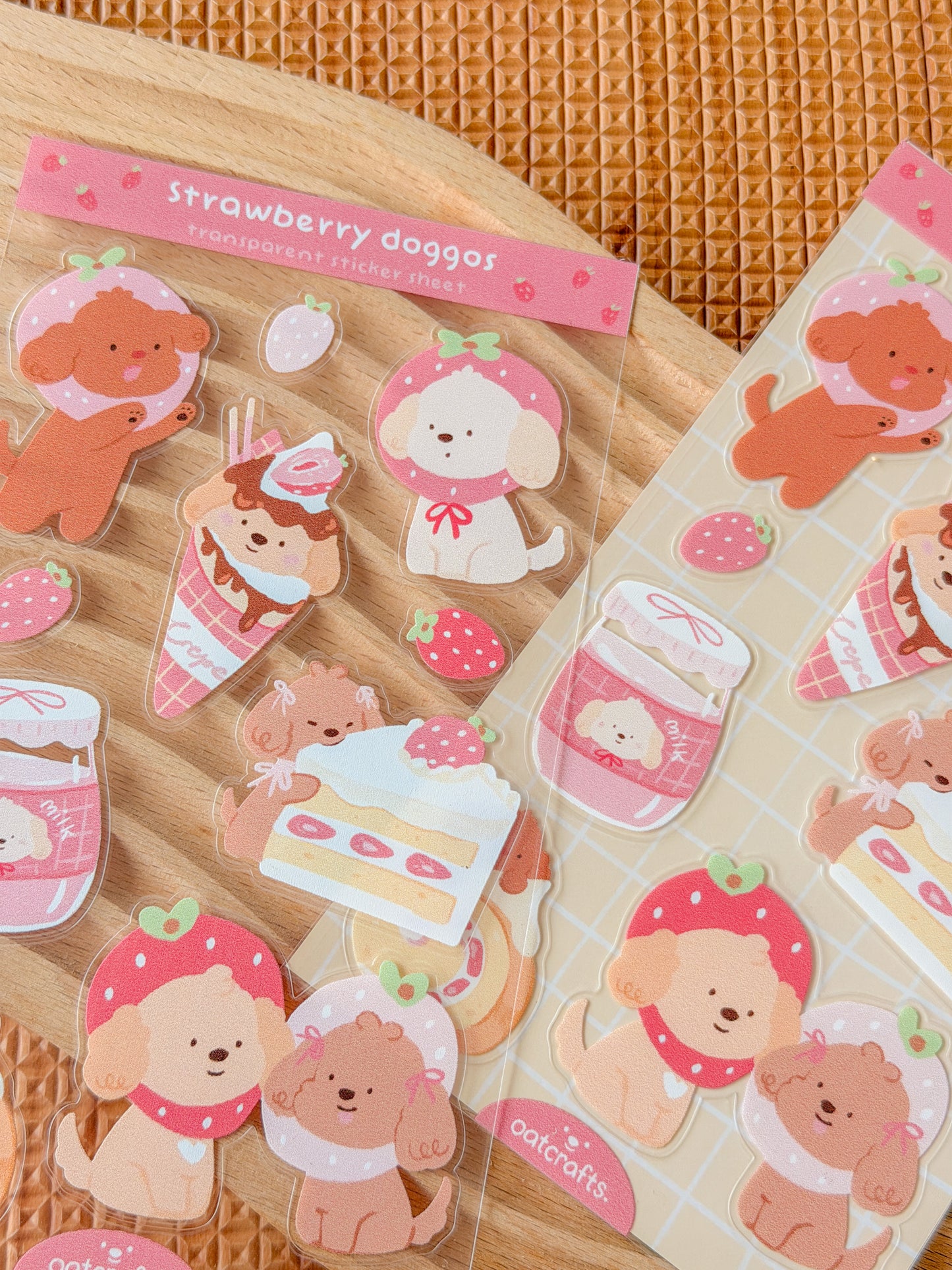 Strawberry Doggo Transparent Sticker Sheet