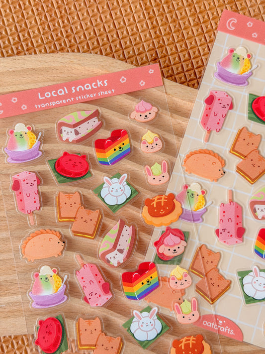 *Restocked*Local Snacks Transparent Sticker Sheet