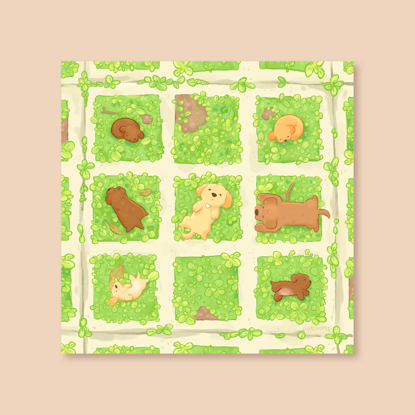 Puppy Garden Print